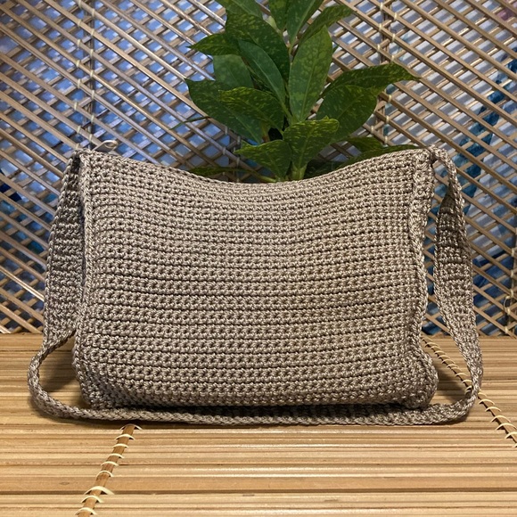 Handbags - Small Crocheted Tan Shoulder Bag